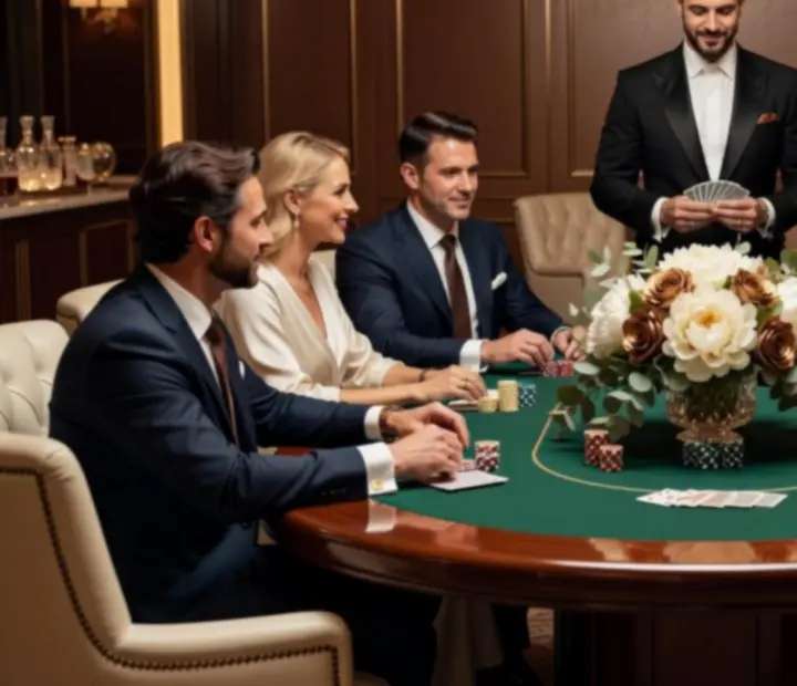 Ekskluzywny wieczór pokerowy z profesjonalnym prowadzącym i elegancką scenografią stołów
