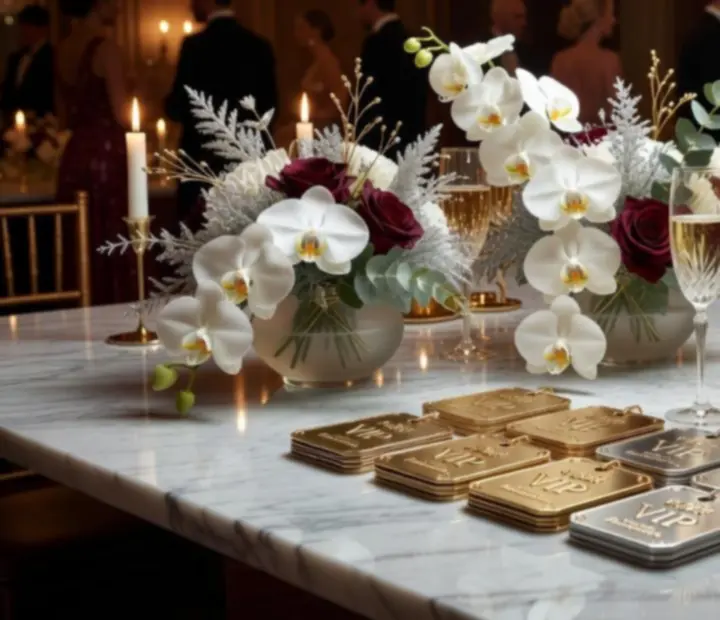 Detale luksusowych dekoracji kasynowych na eleganckim evencie