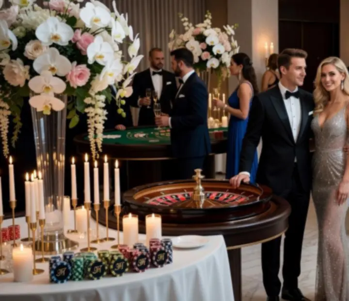 Wesele w stylu Monte Carlo z eleganckimi stołami kasynowymi